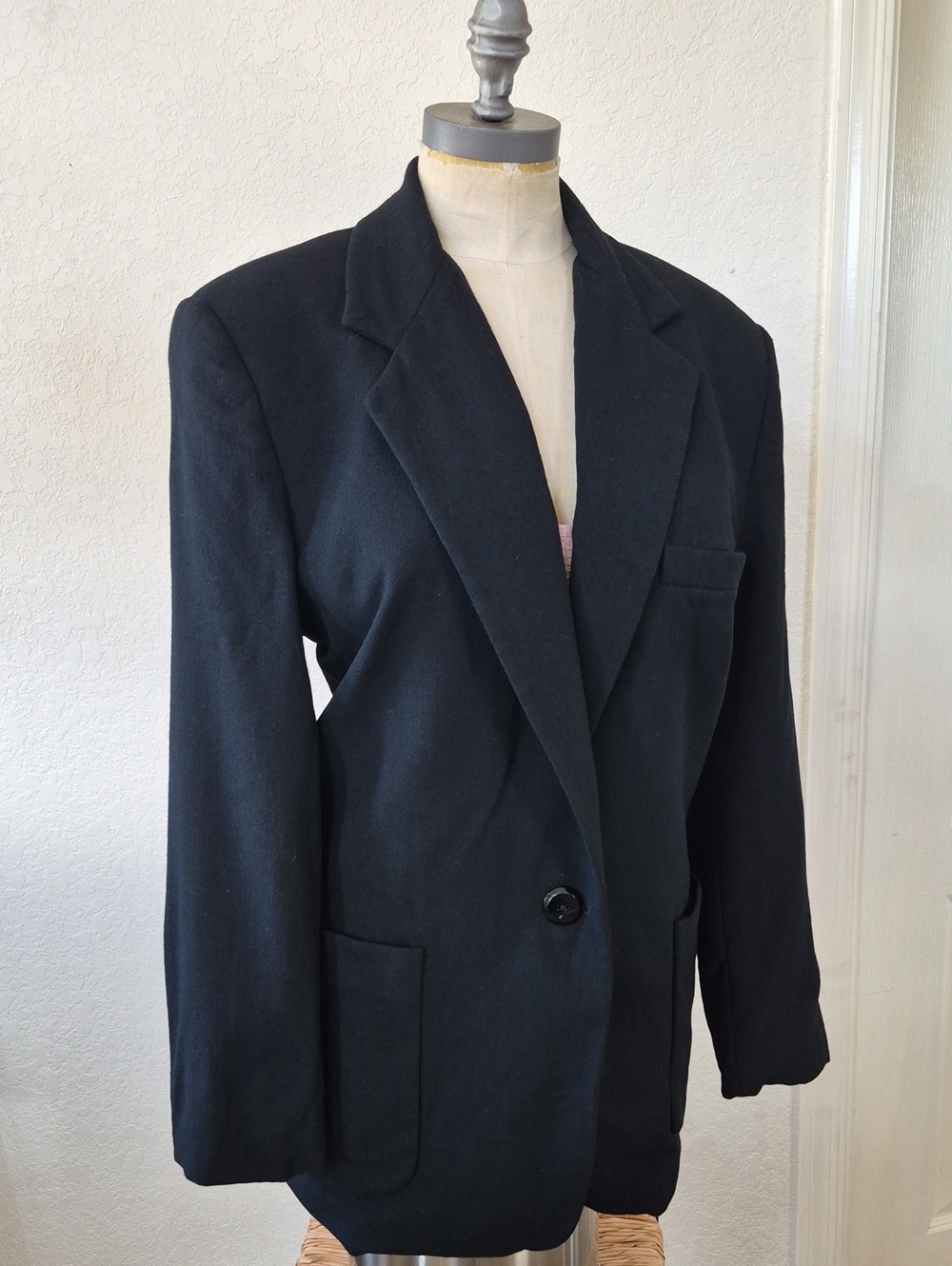 Ellen Tracey Vtg. 100% Pure Wool One Button Blazer With Pockets Sz 10